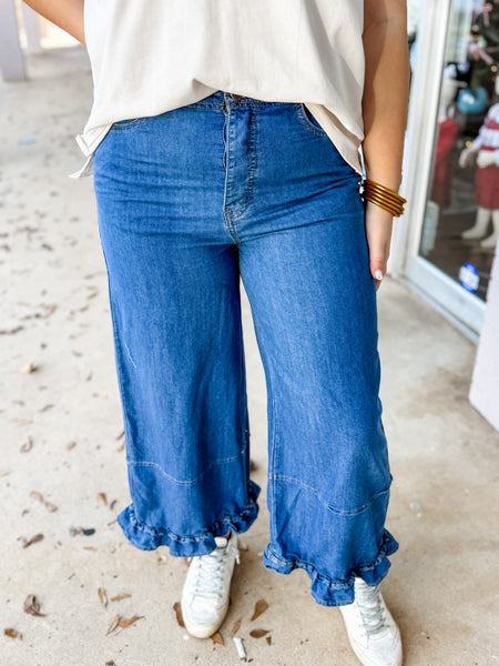 Ruffle Ridge Denim Crops