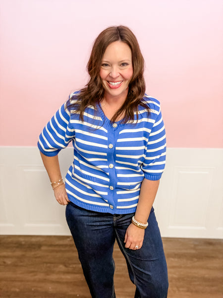 Seaside Stripe Button Cardigan