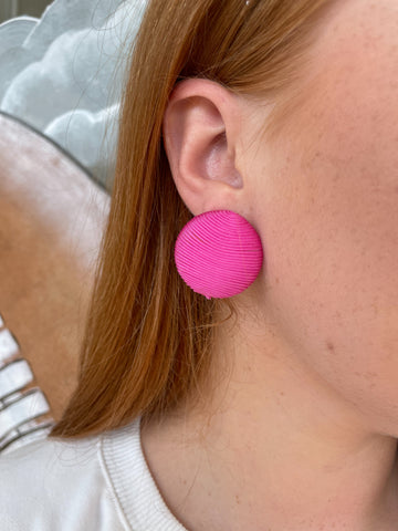 Pink Button Earrings