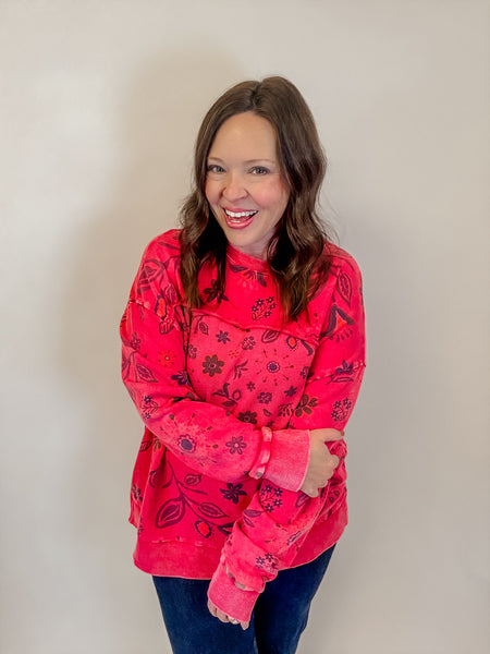 Crimson Wildflower Sweatshirt
