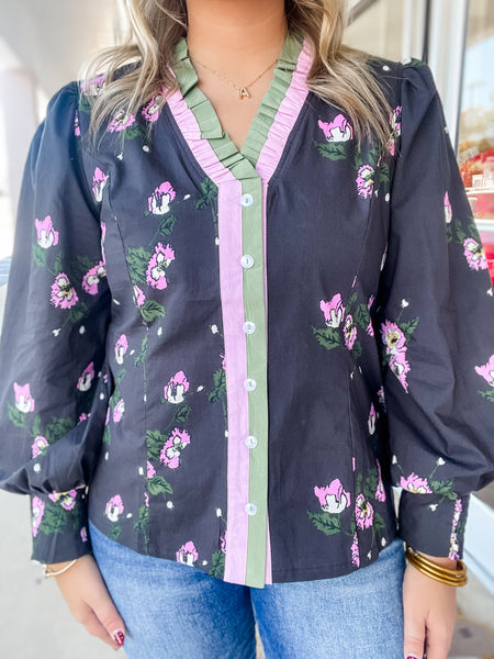 Autumn Petals Ruffle Blouse