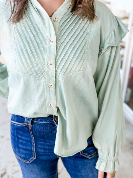 Sagewood Ruffle Blouse