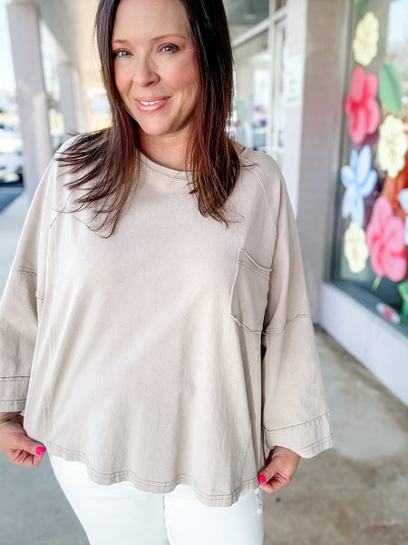 Taupe Quarter Length Top