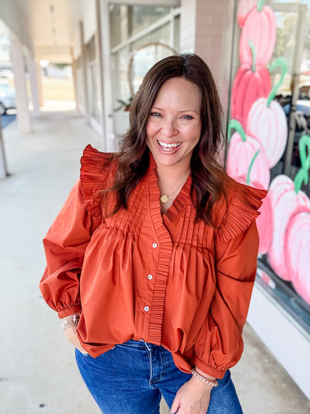 Autumn Rustic Pleats Blouse