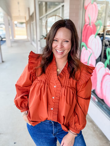 Autumn Rustic Pleats Blouse
