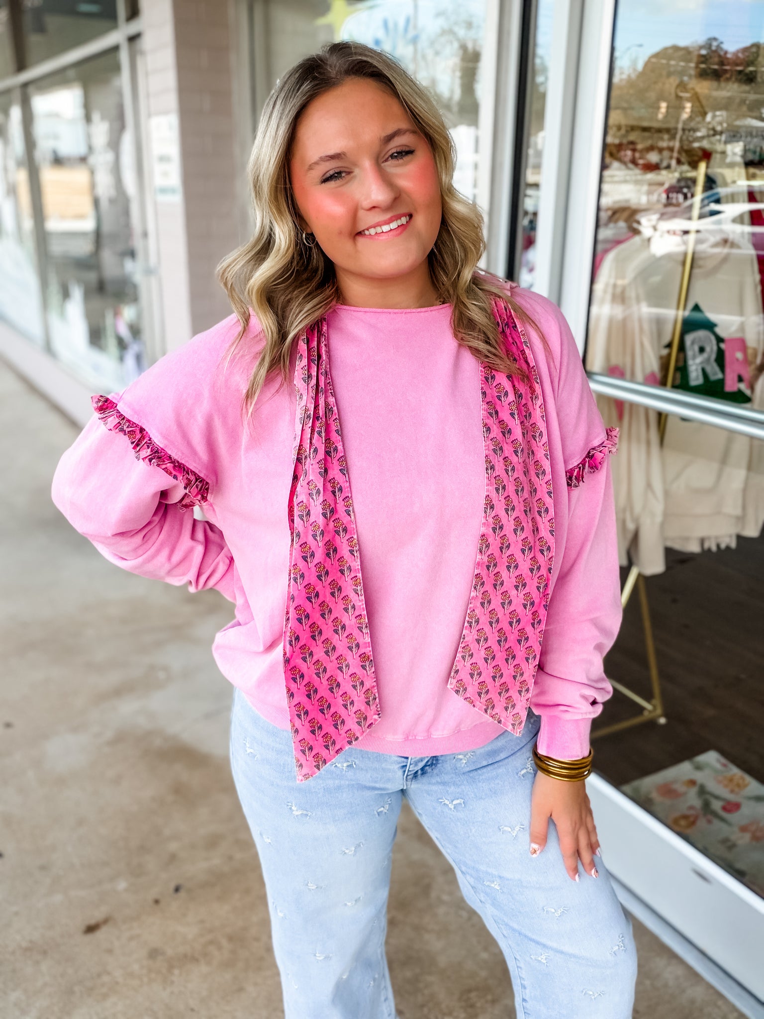 Blossom Bow Ruffle Hoodie