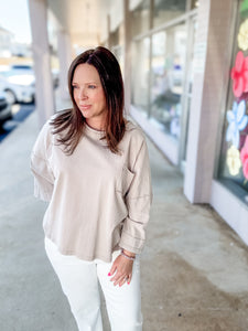 Taupe Quarter Length Top