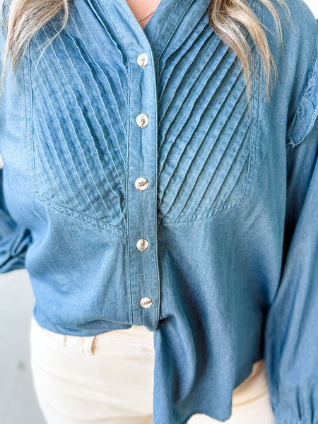 Dusty Blue Prairie Blouse