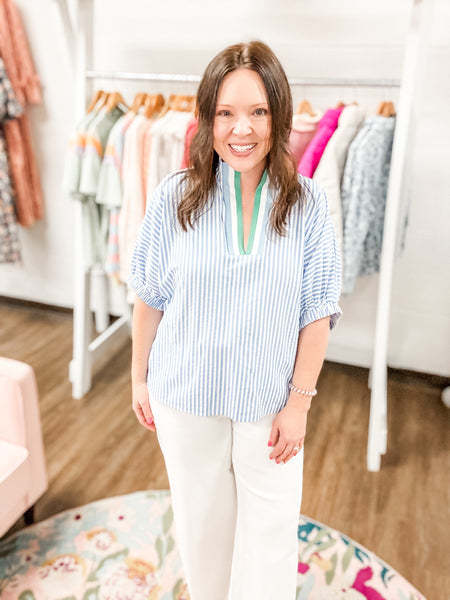 Blue Striped Top