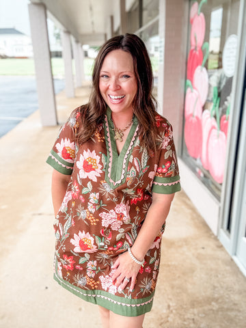 Brown Floral Dress