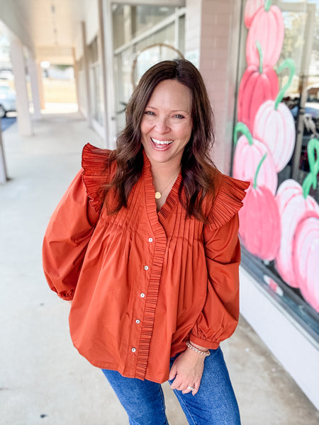 Autumn Rustic Pleats Blouse
