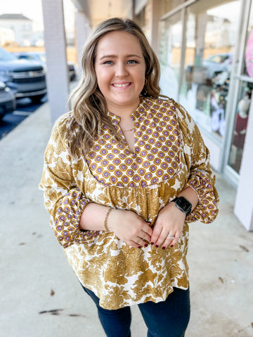 Marigold Mosaic Blouse: Plus