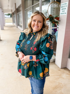Forest Meadow Smocked Blouse: Plus