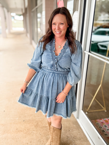 Prairie Rose Denim Dress