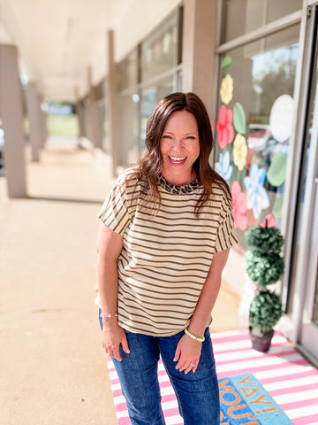 Olive Striped Leopard Top
