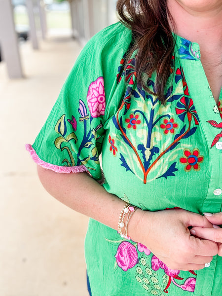 Green Fringe Top