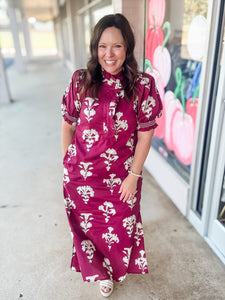 Burgundy Falling Petals Maxi