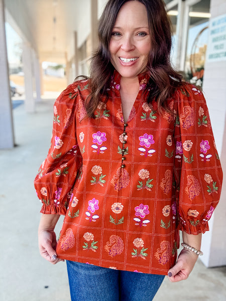 Autumn Petal Patch Blouse