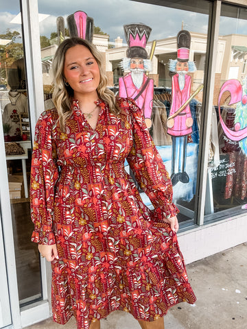 Autumn Garden Midi Dress