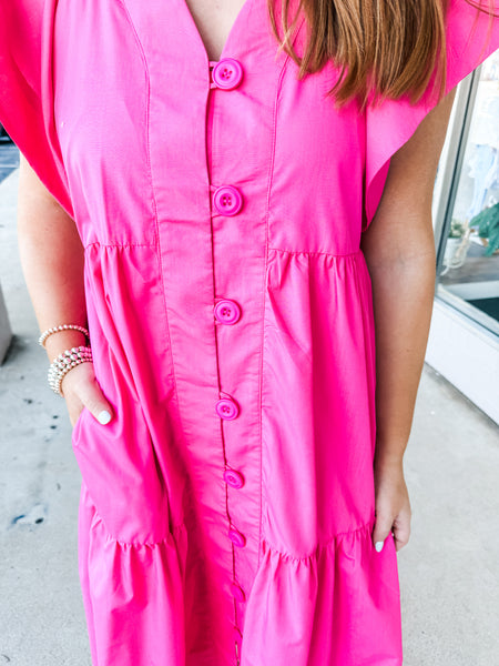 Button Dress:  pink