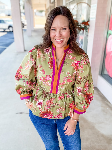 Autumn Bloom Peasant Top