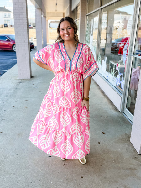 Blush Palm Breeze Maxi Dress