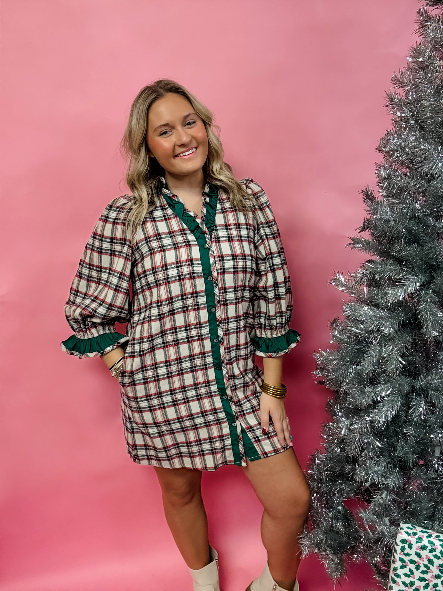 Evergreen Noel Plaid Dress