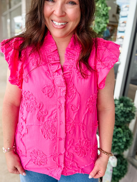 Hot Pink Embroidery Top