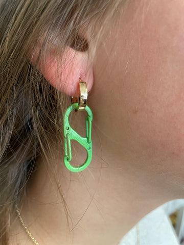 Green Paper Clip Earrings:  large