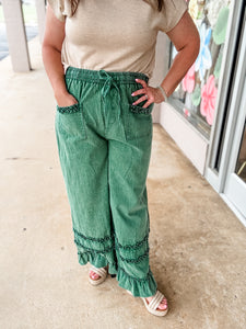 Forest Green Denim Darling Pants