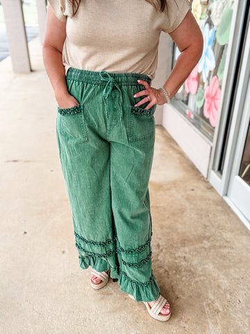 Forest Green Denim Darling Pants