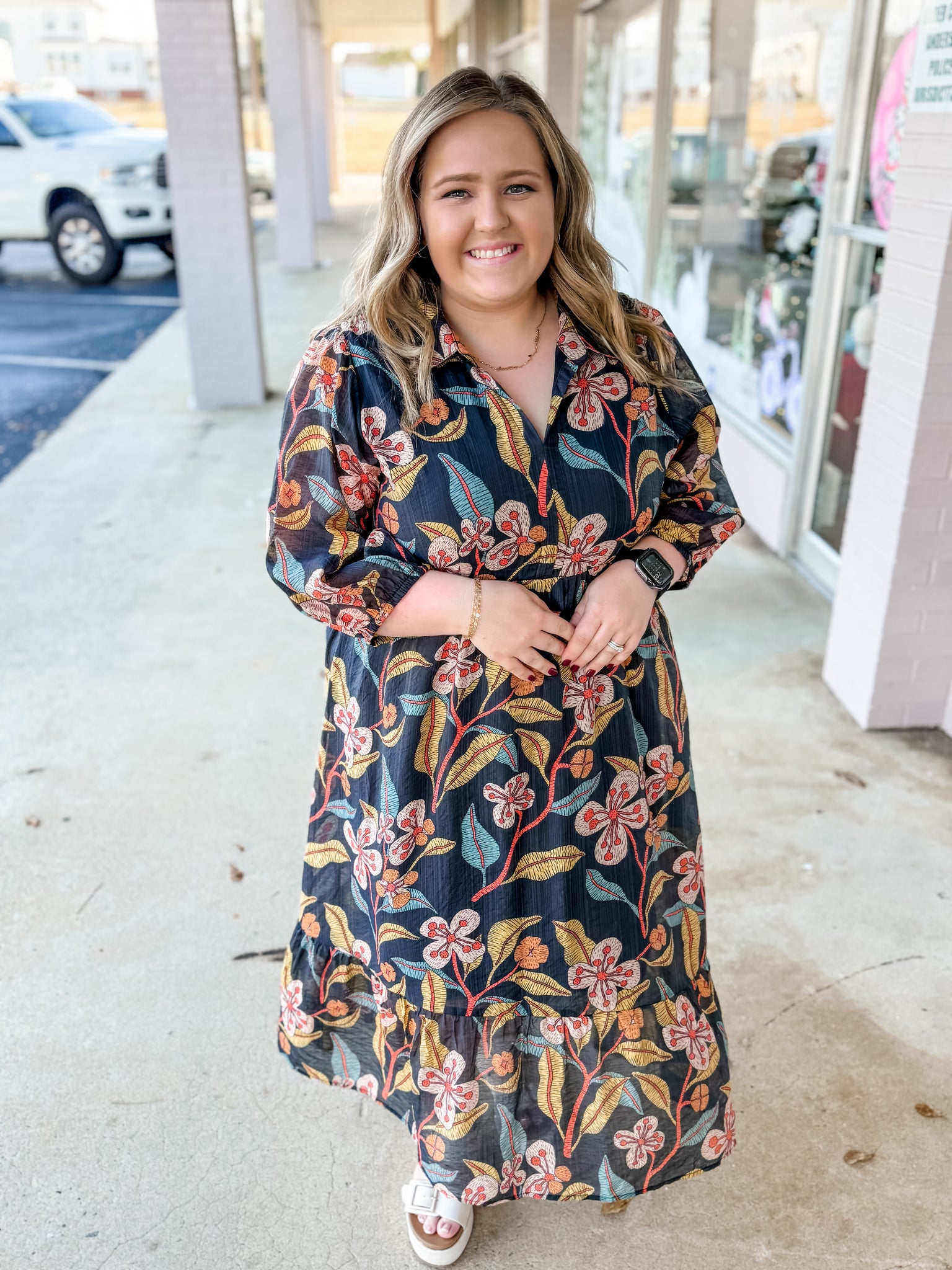 Black Floral Night Dress:  Plus