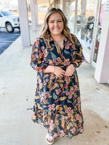 Black Floral Night Dress:  Plus