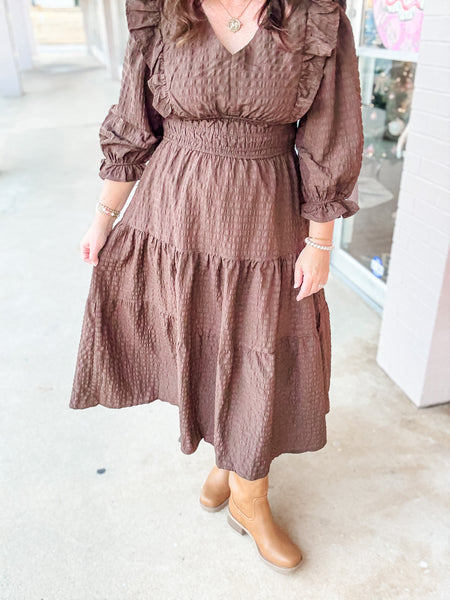 Mocha Meadow Midi Dress