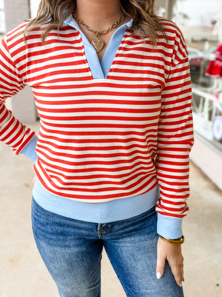 Sunset Harbor Stripe Pullover