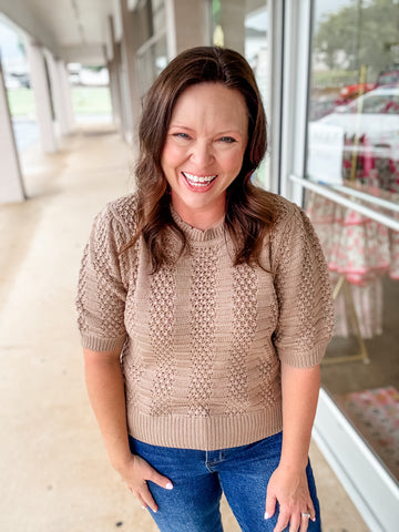 Noel Crochet Sweater:  taupe