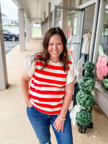 Red & White Striped Top