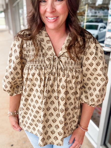 Golden Meadow Smocked Blouse