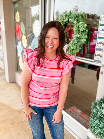 Pink Striped Top