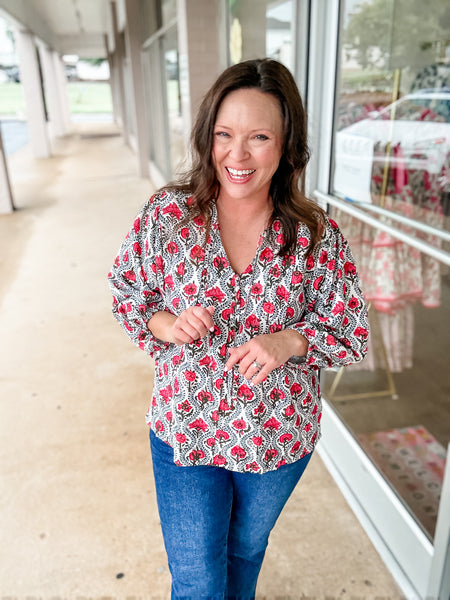 Ruby Red Bloom Blouse