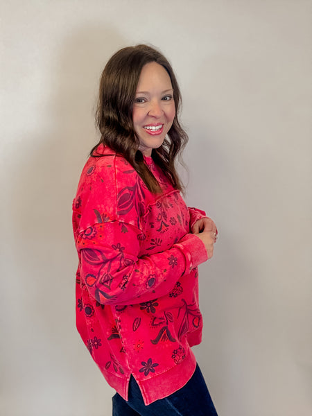 Crimson Wildflower Sweatshirt