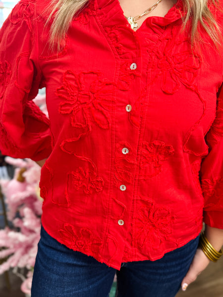 Scarlet Embossed Popover Top