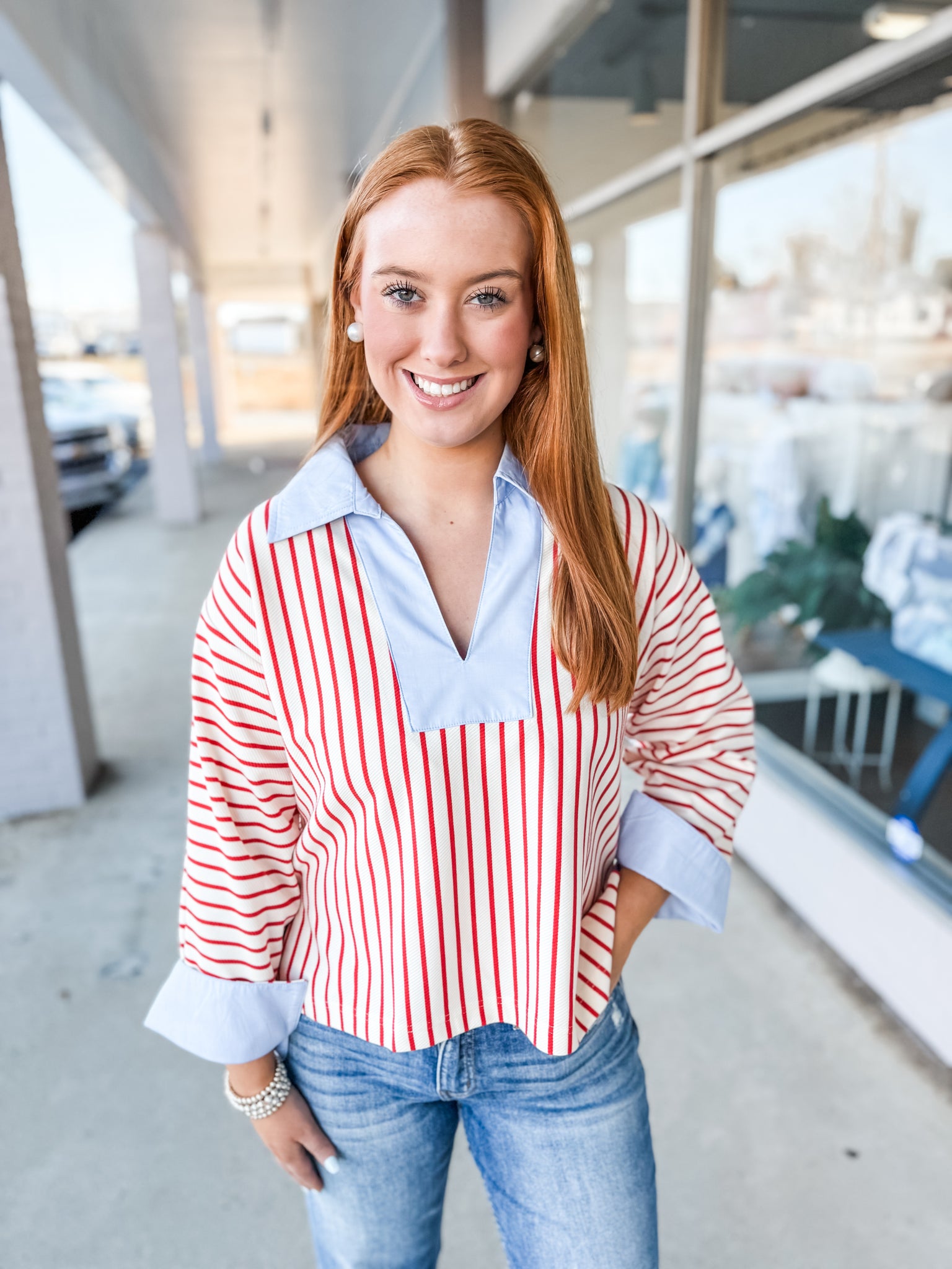 Red Denim Top