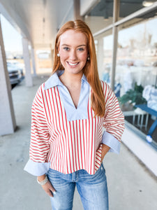 Red Denim Top