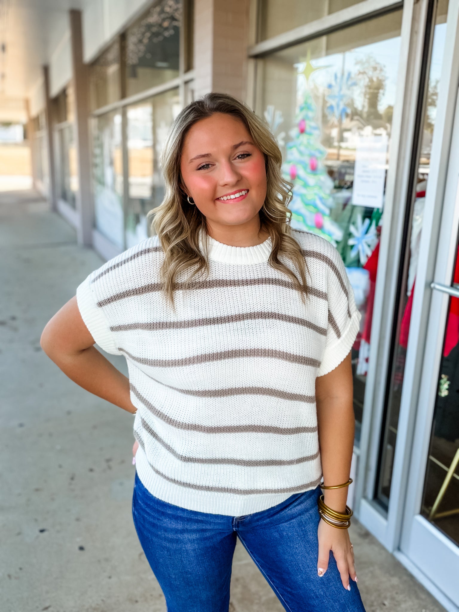 Oatmilk Stripes Sweater Vest