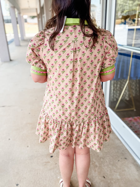Pink Taupe Floral Dress
