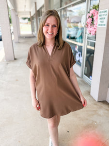 Taupe Collared Dress