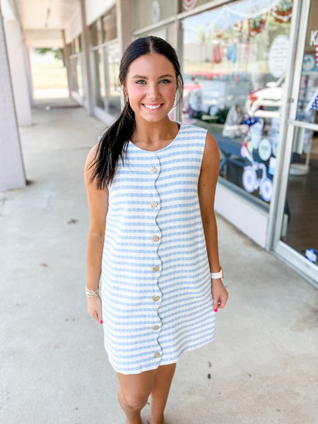 Blue & White Striped Dress