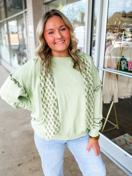 Sage Meadow Ruffle Hoodie