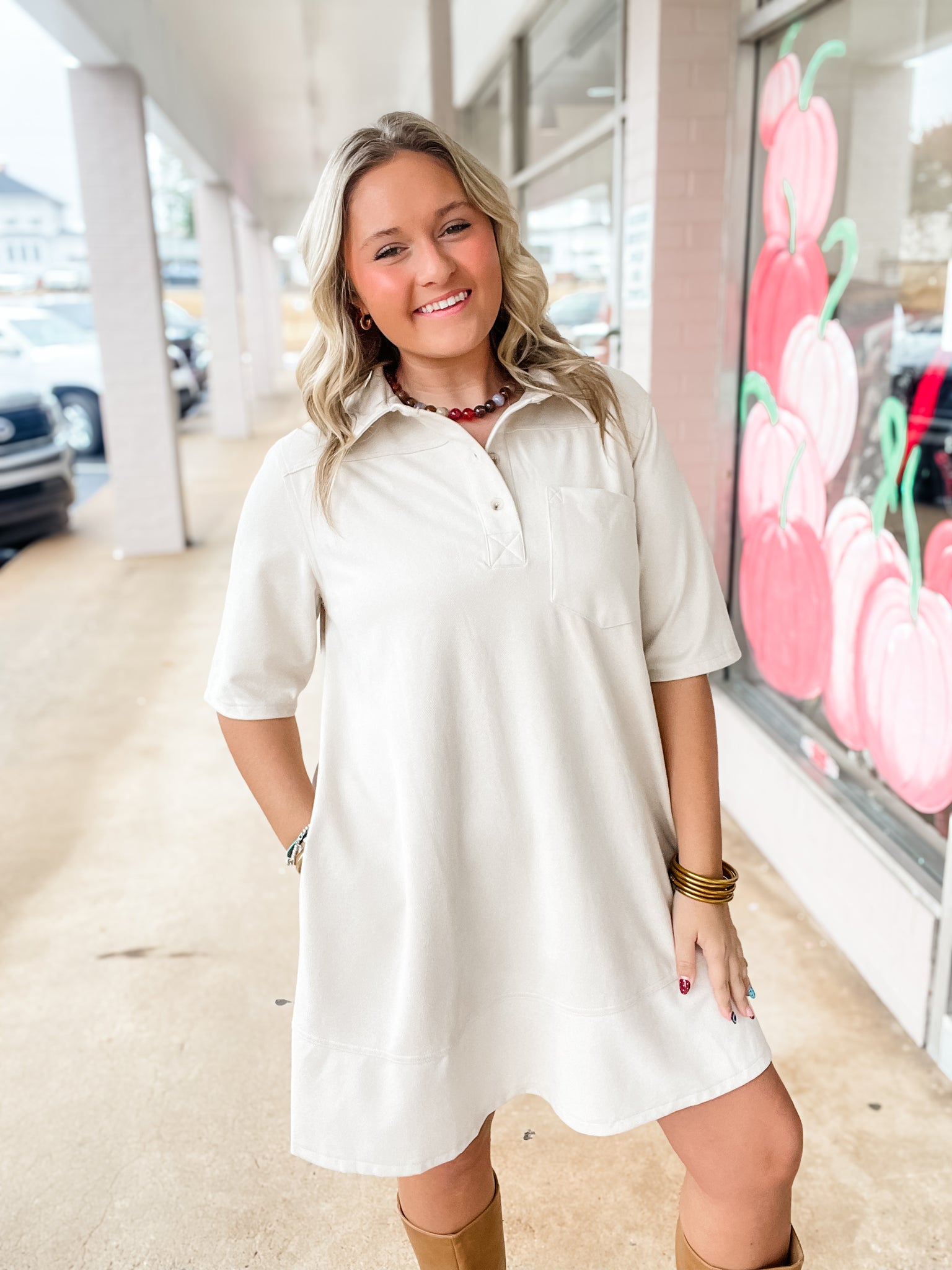 Cream Court Polo Dress